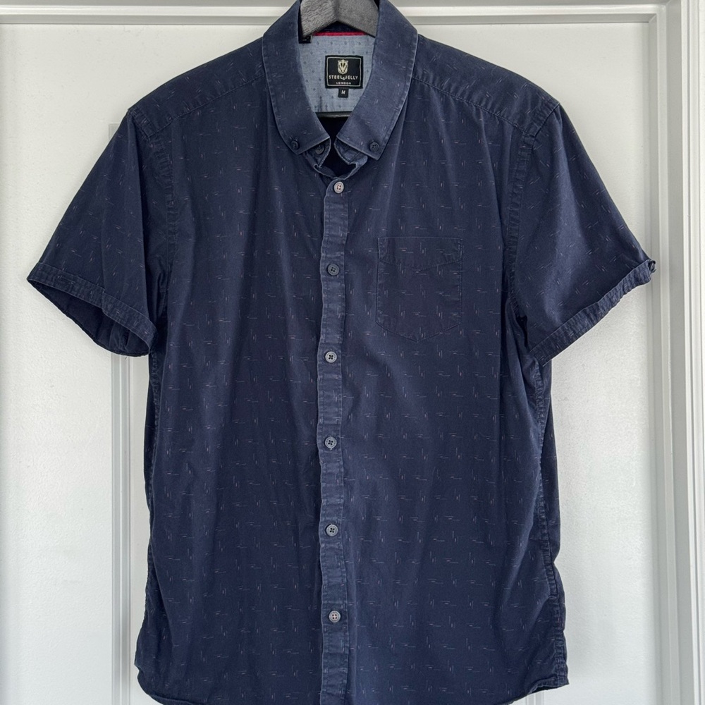Navy Blue Short Sleeve Casual Shirt